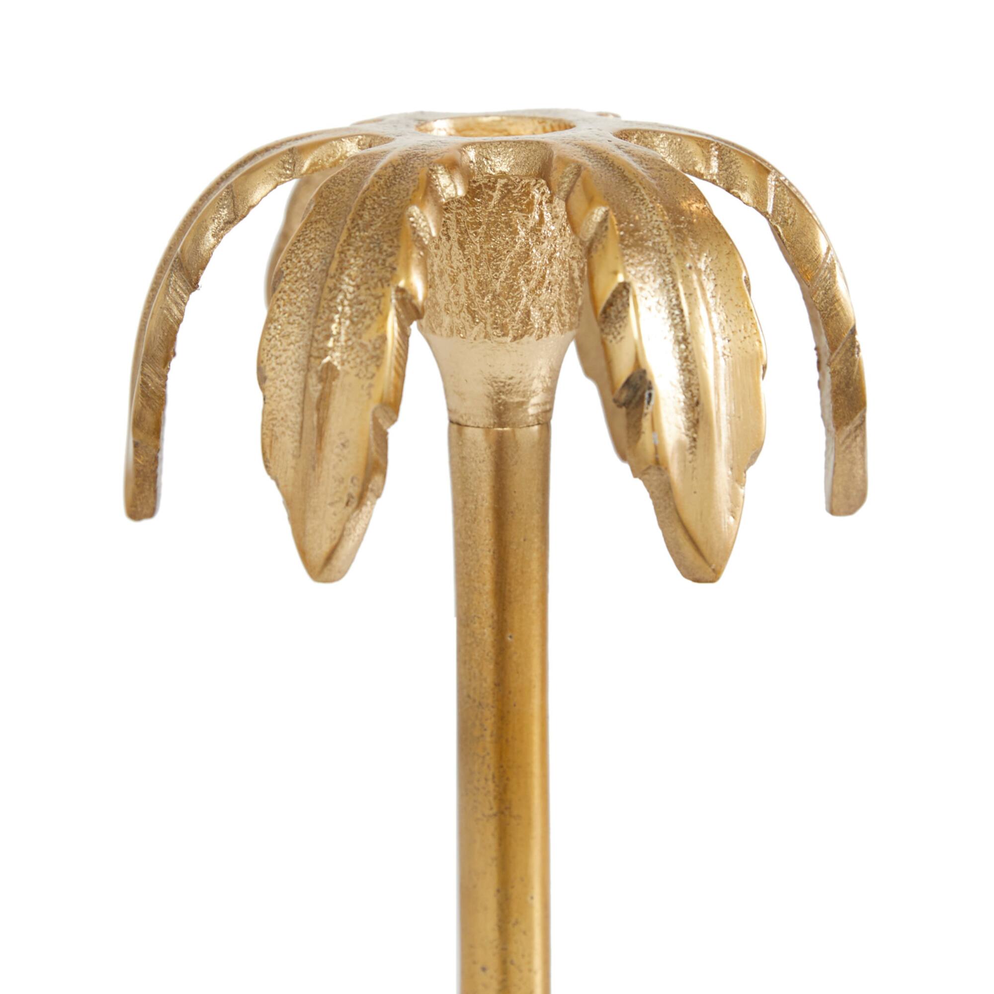 Set of 3 Gold Aluminum Glam Candle Holder, 4" x 5" x 10"